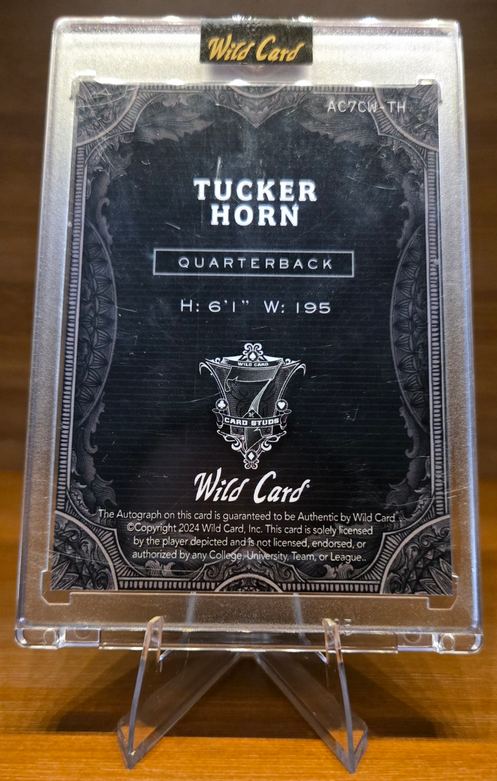 Tucker Horn 1/1 Wild Card Card Studs Autograph