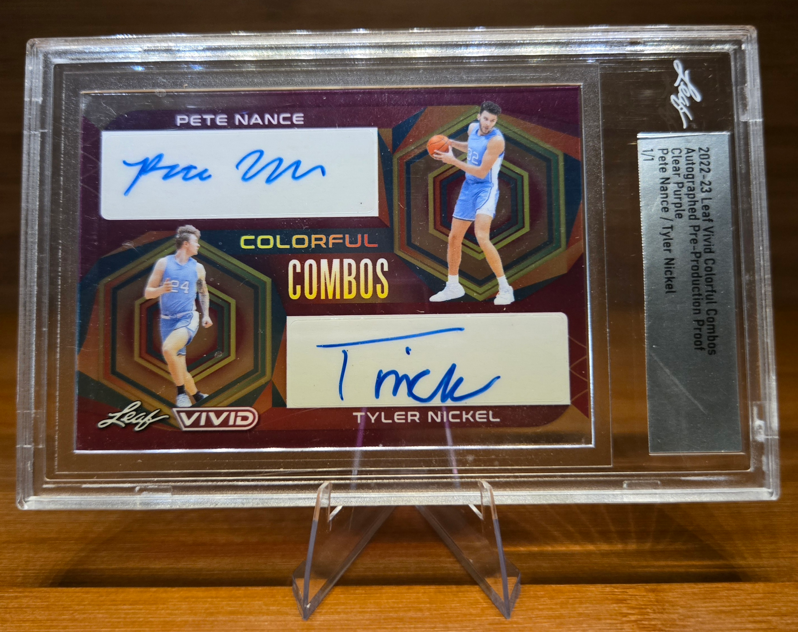 2022-23 Leaf Vivid Colorful Combos Autographed Pre-Production Proof – Pete Nance / Tyler Nickel Dual Auto