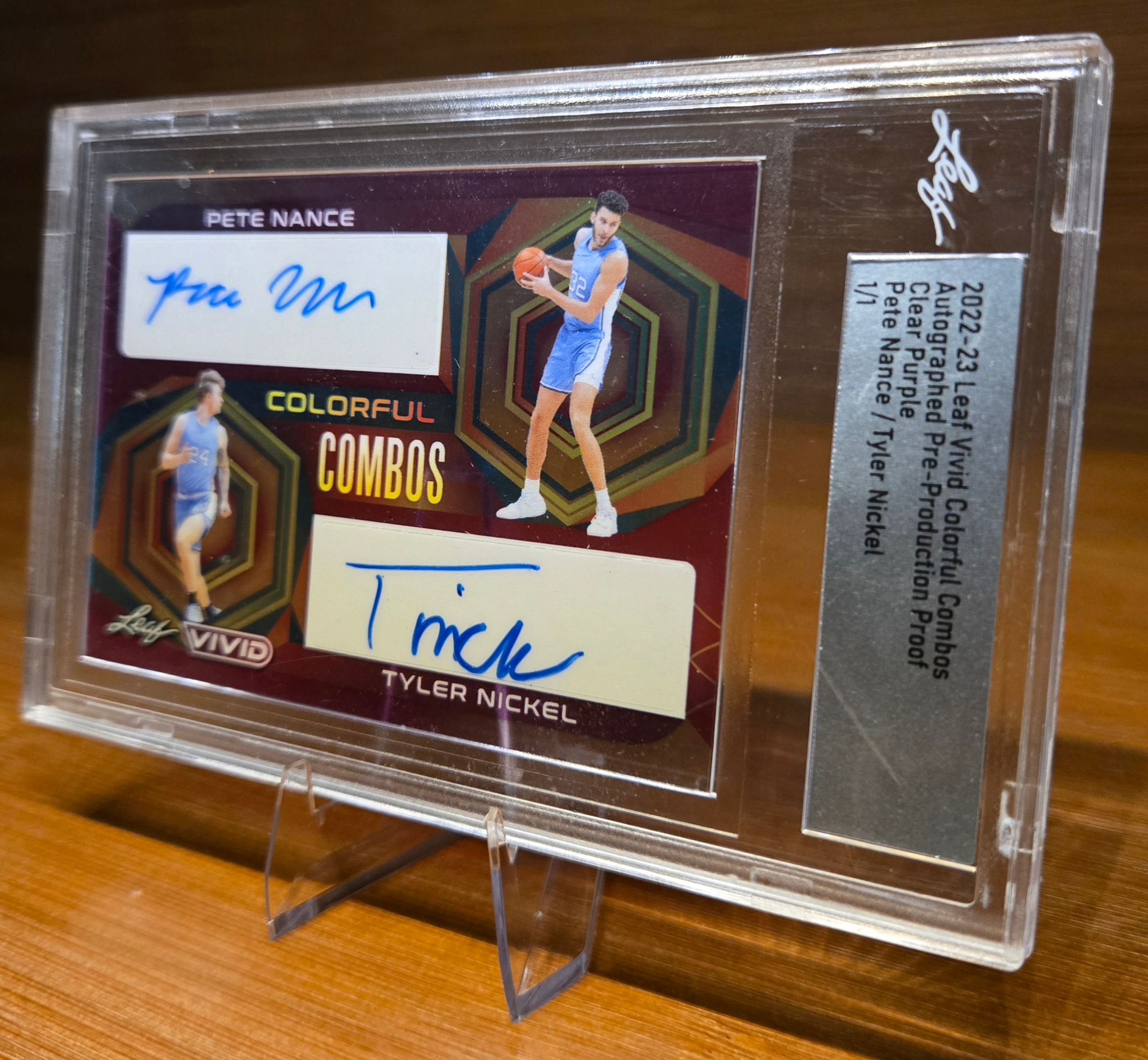 2022-23 Leaf Vivid Colorful Combos Autographed Pre-Production Proof – Pete Nance / Tyler Nickel Dual Auto