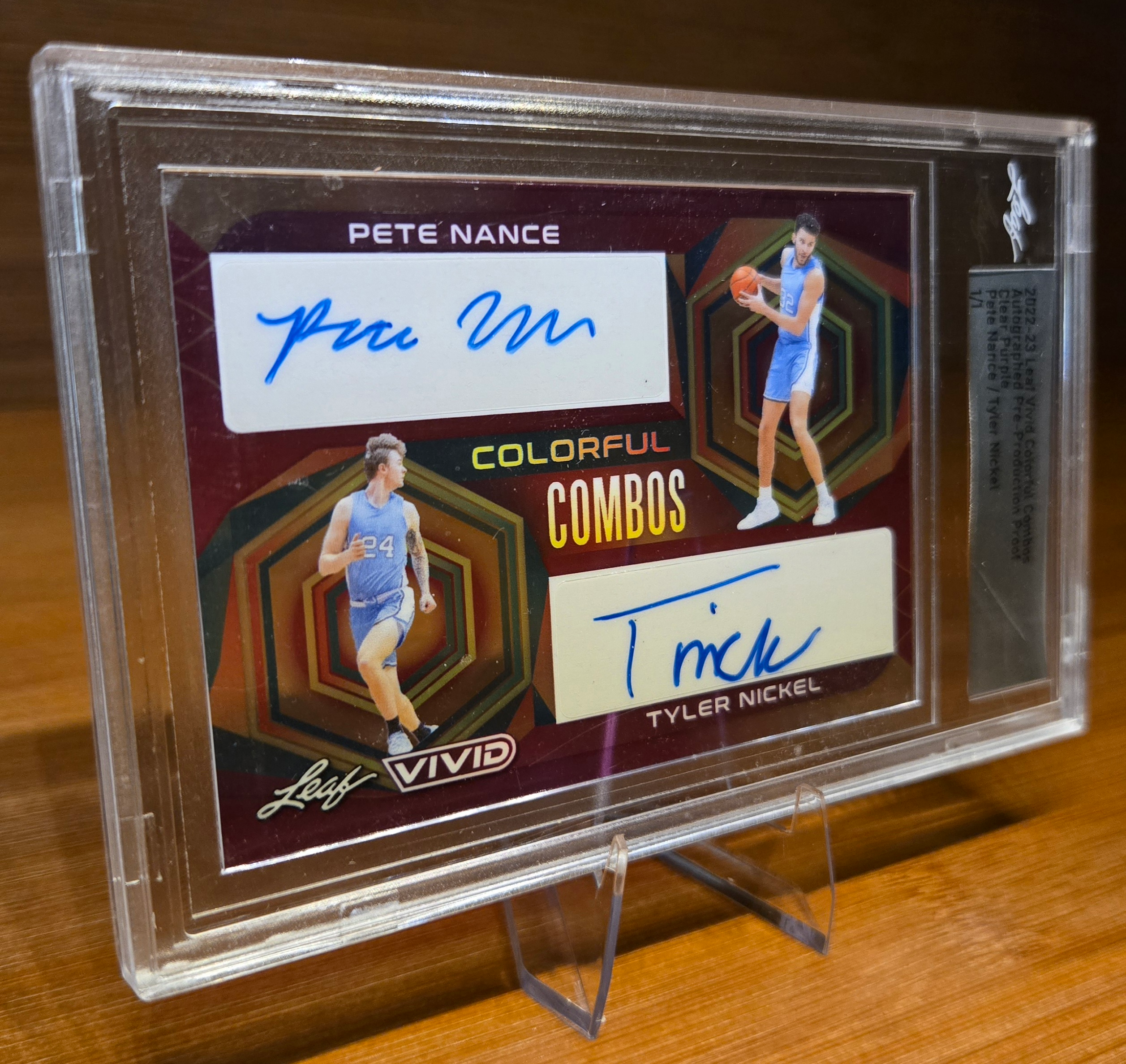 2022-23 Leaf Vivid Colorful Combos Autographed Pre-Production Proof – Pete Nance / Tyler Nickel Dual Auto