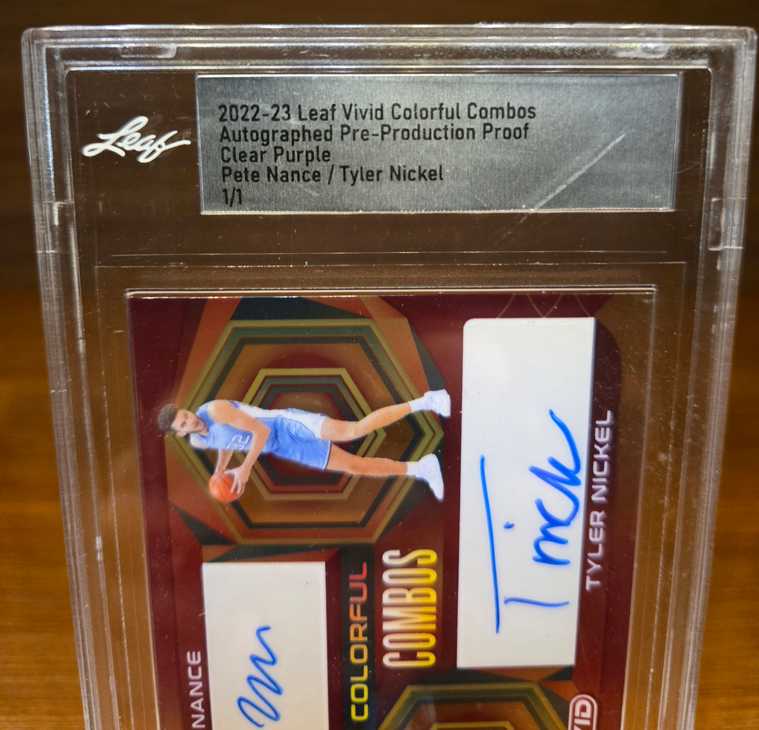 2022-23 Leaf Vivid Colorful Combos Autographed Pre-Production Proof – Pete Nance / Tyler Nickel Dual Auto