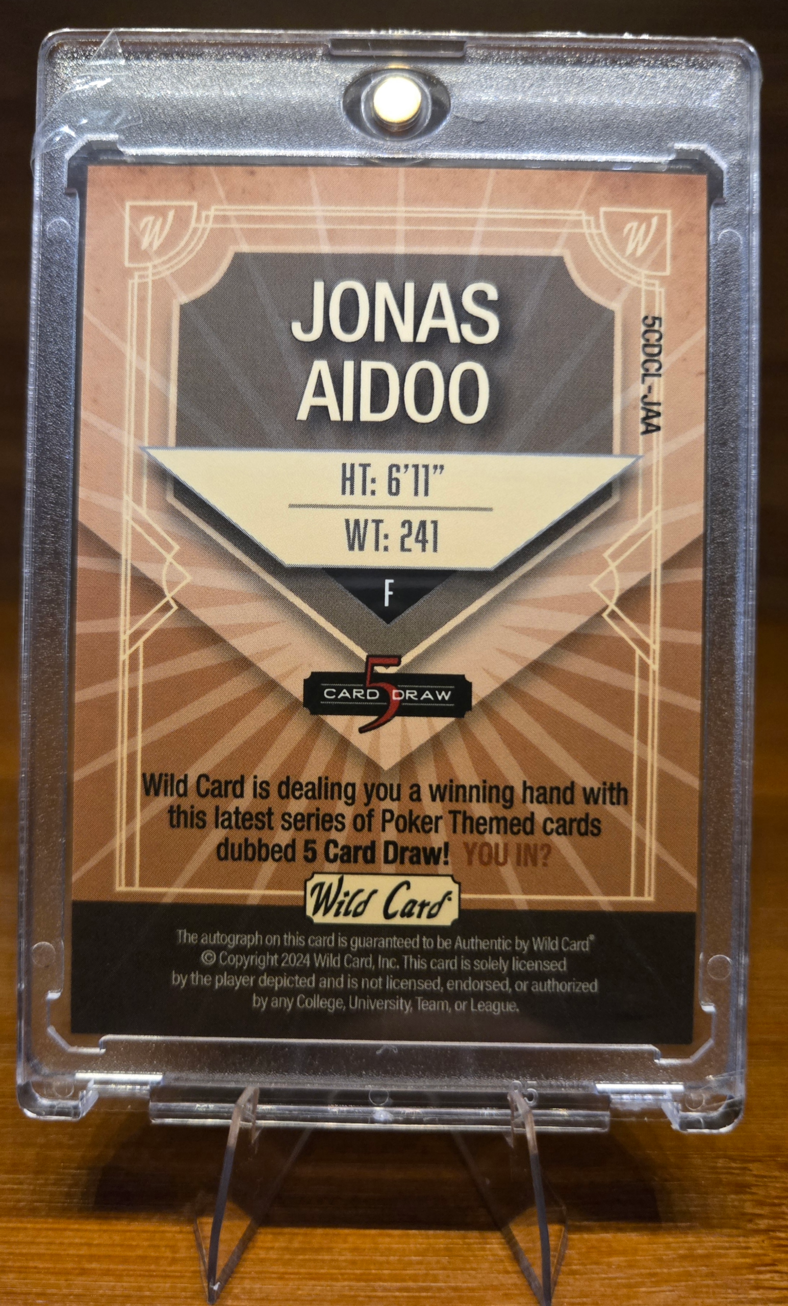 Jonas Aidoo 1/1 Wild Card 5 Card Draw Autograph